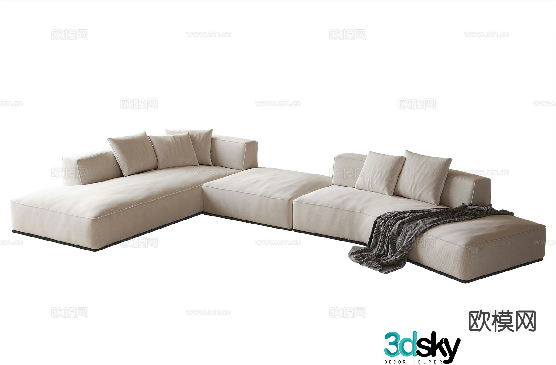 Multi-person sofa corner sofa 3d model