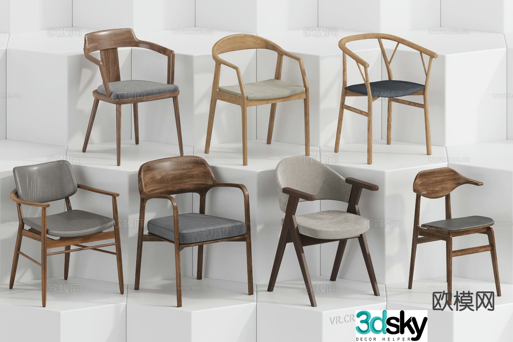 New Chinese style chair dining chair 3d model