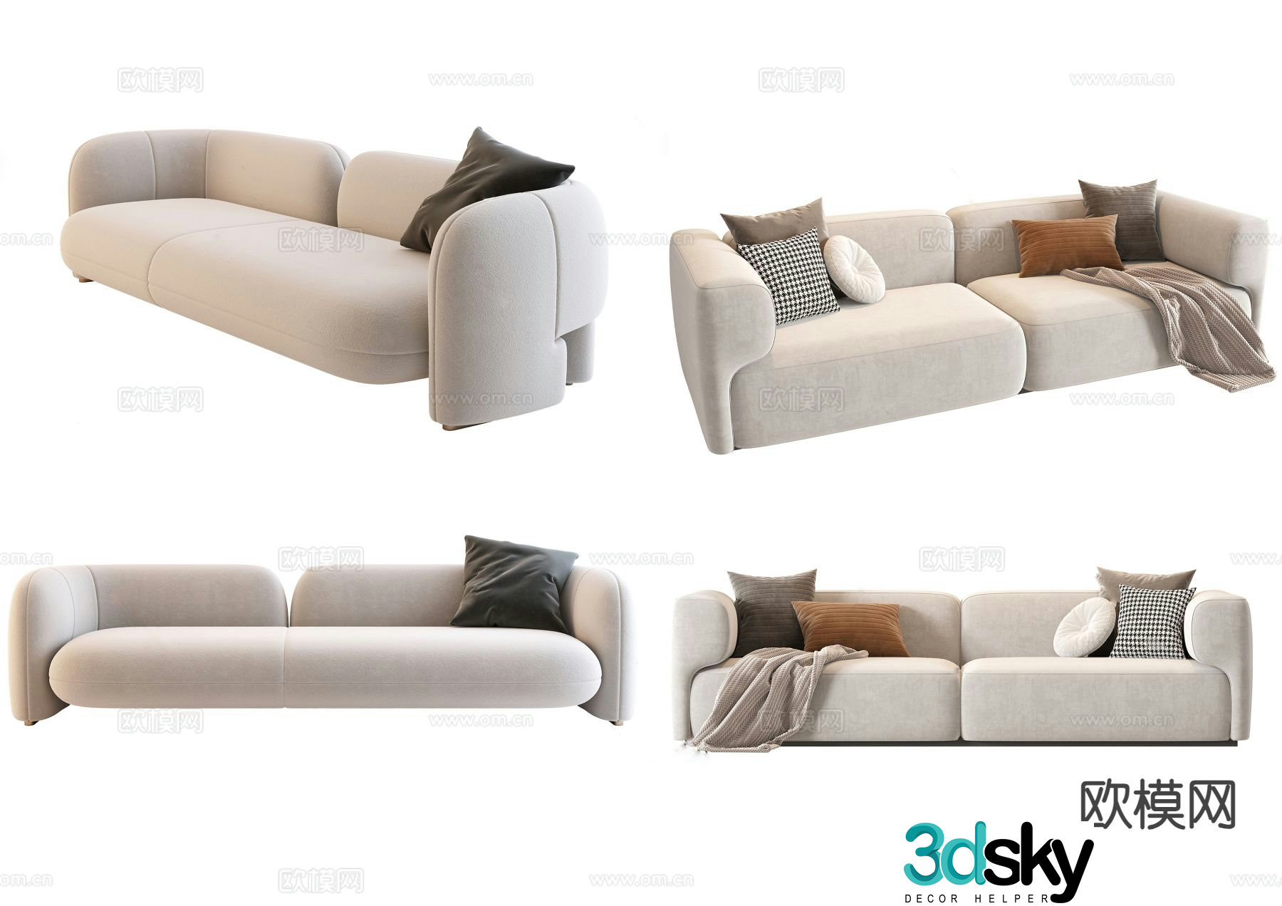 Double sofa upholstered sofa 3d model