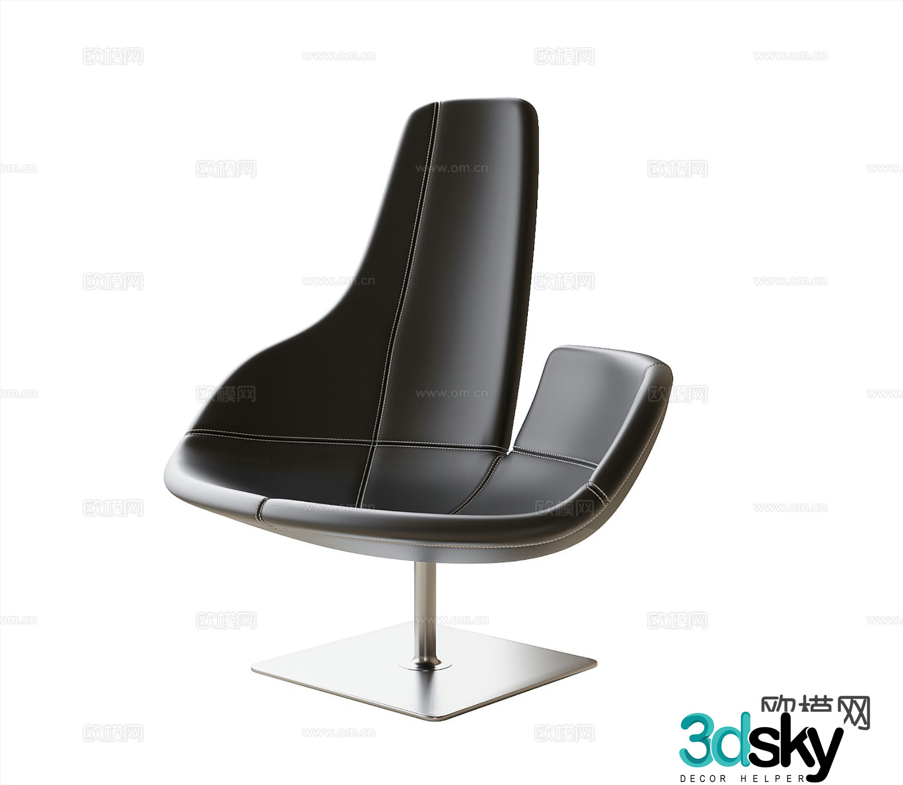 Modern leisure chair leather chair 3d model