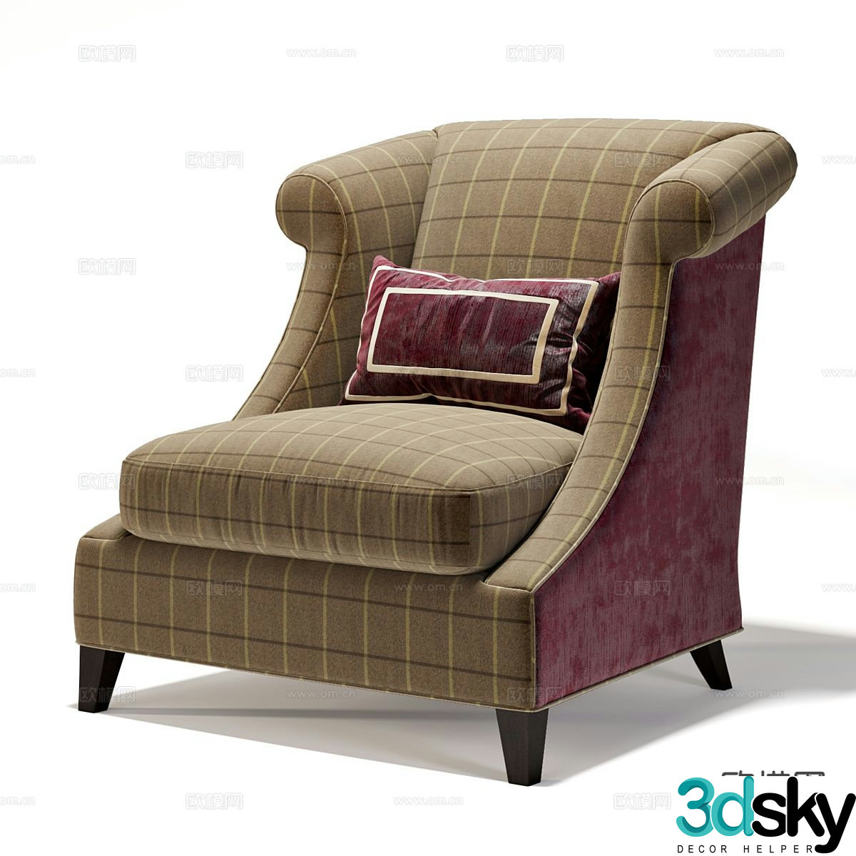Simple European single sofa leisure sofa 3d model