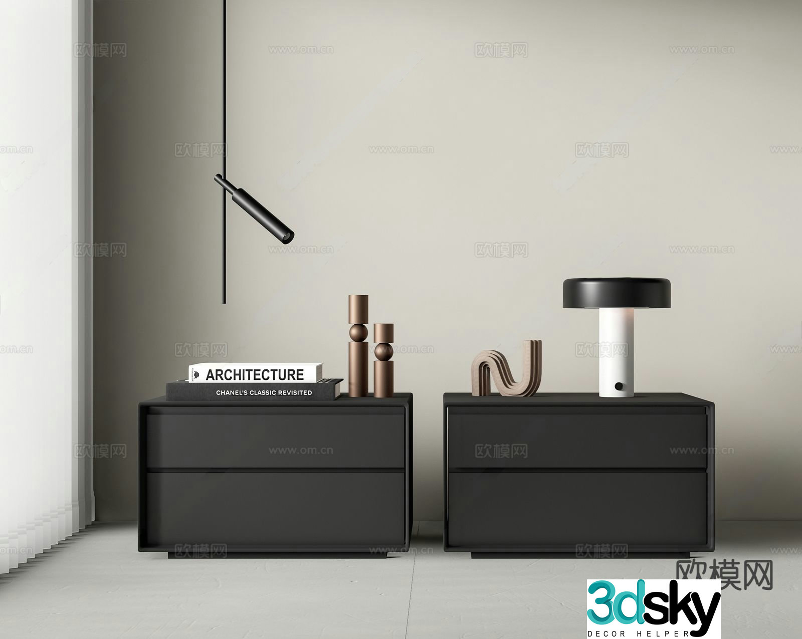 Modern bedside table 3d model