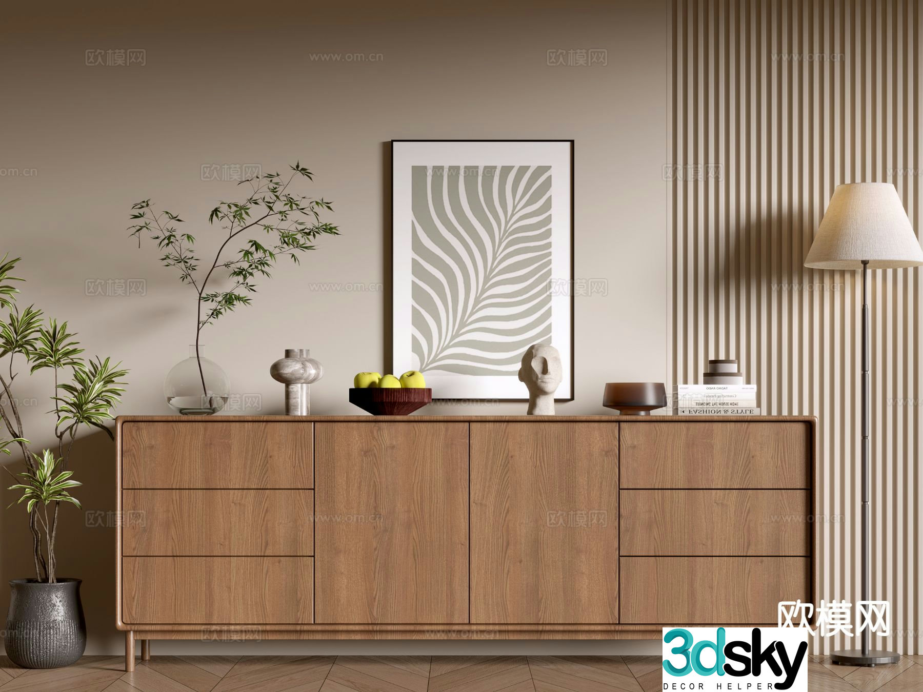 Medieval style side cabinet and entrance cabinet 3D model