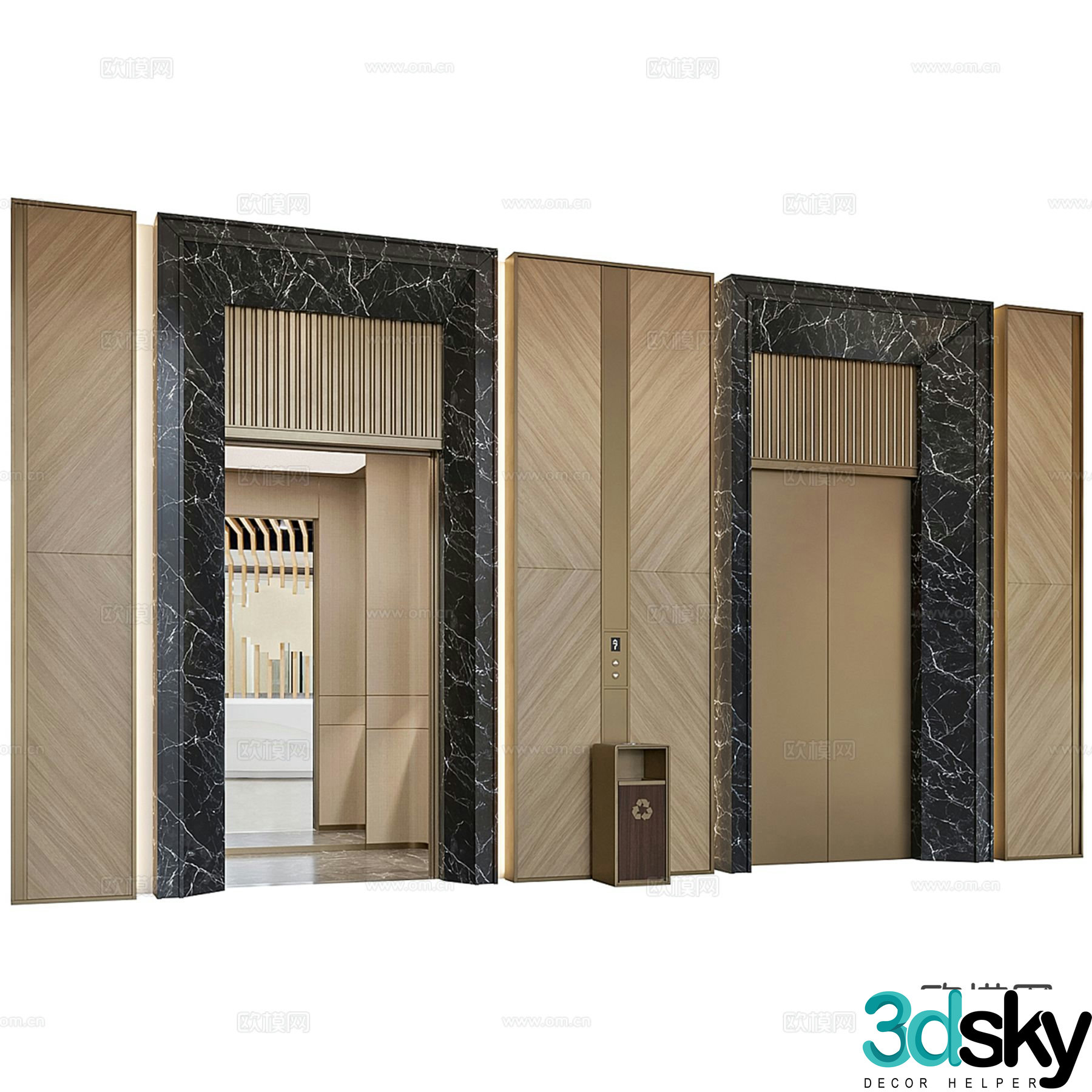 Light luxury two-door elevator lift 3D model