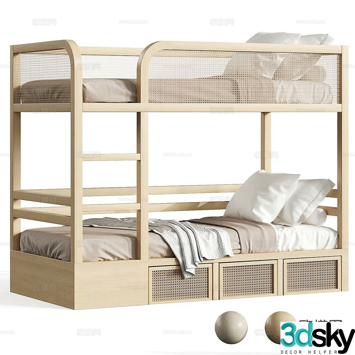 Modern bunk bed children’s bed bunk bed 3d model