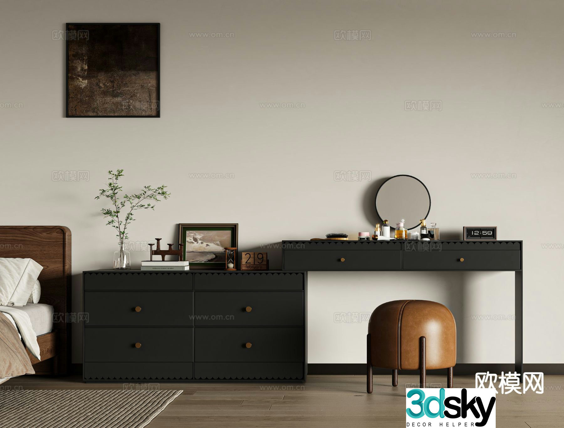 Medieval style dressing table dressing table 3d model