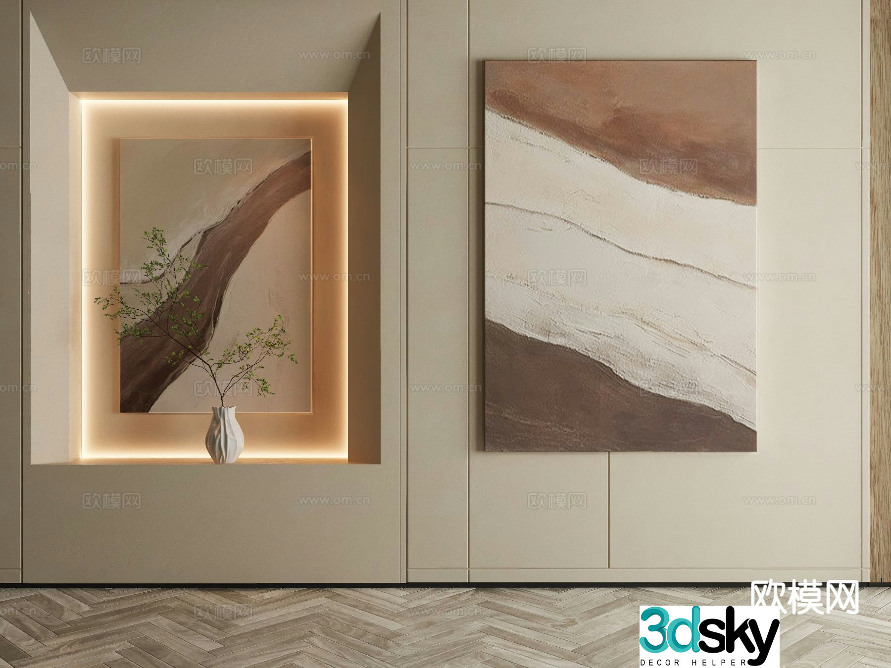 Modern decorative painting hanging painting 3d model