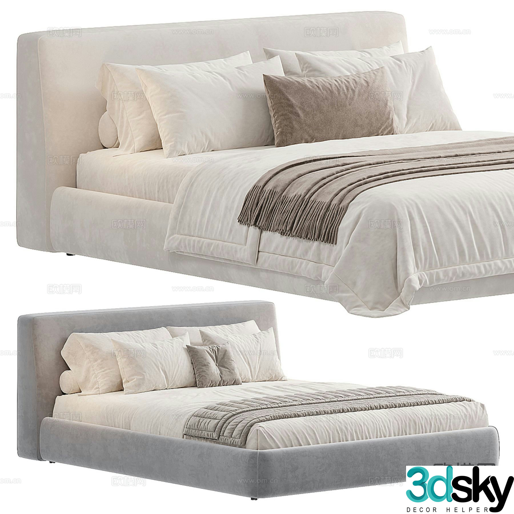 Modern double bed 3d model
