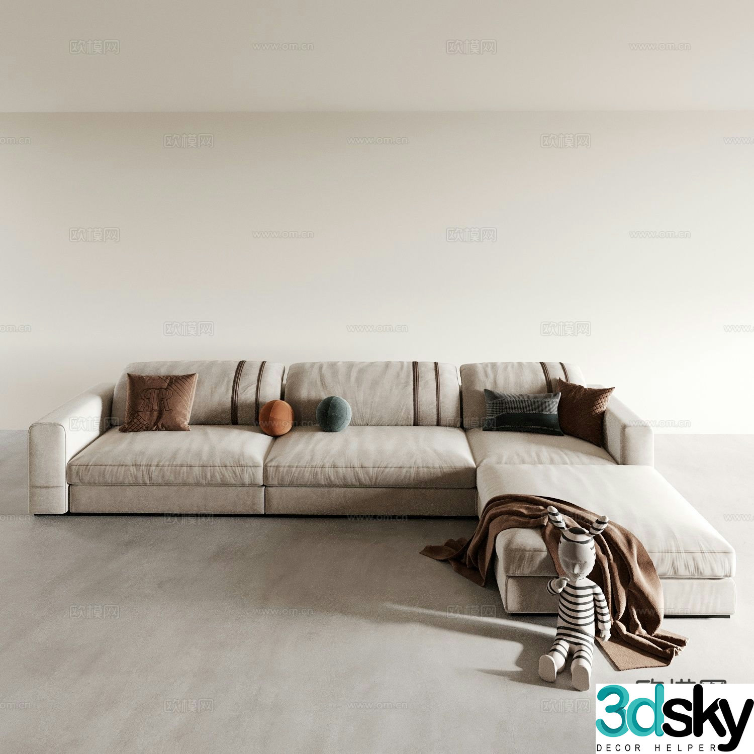 Modern corner sofa multi-person sofa L-shaped sofa 3d model