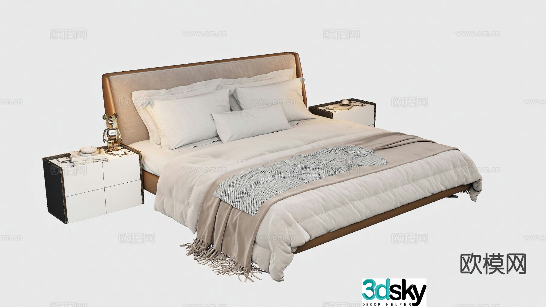 Modern double bed 3d model