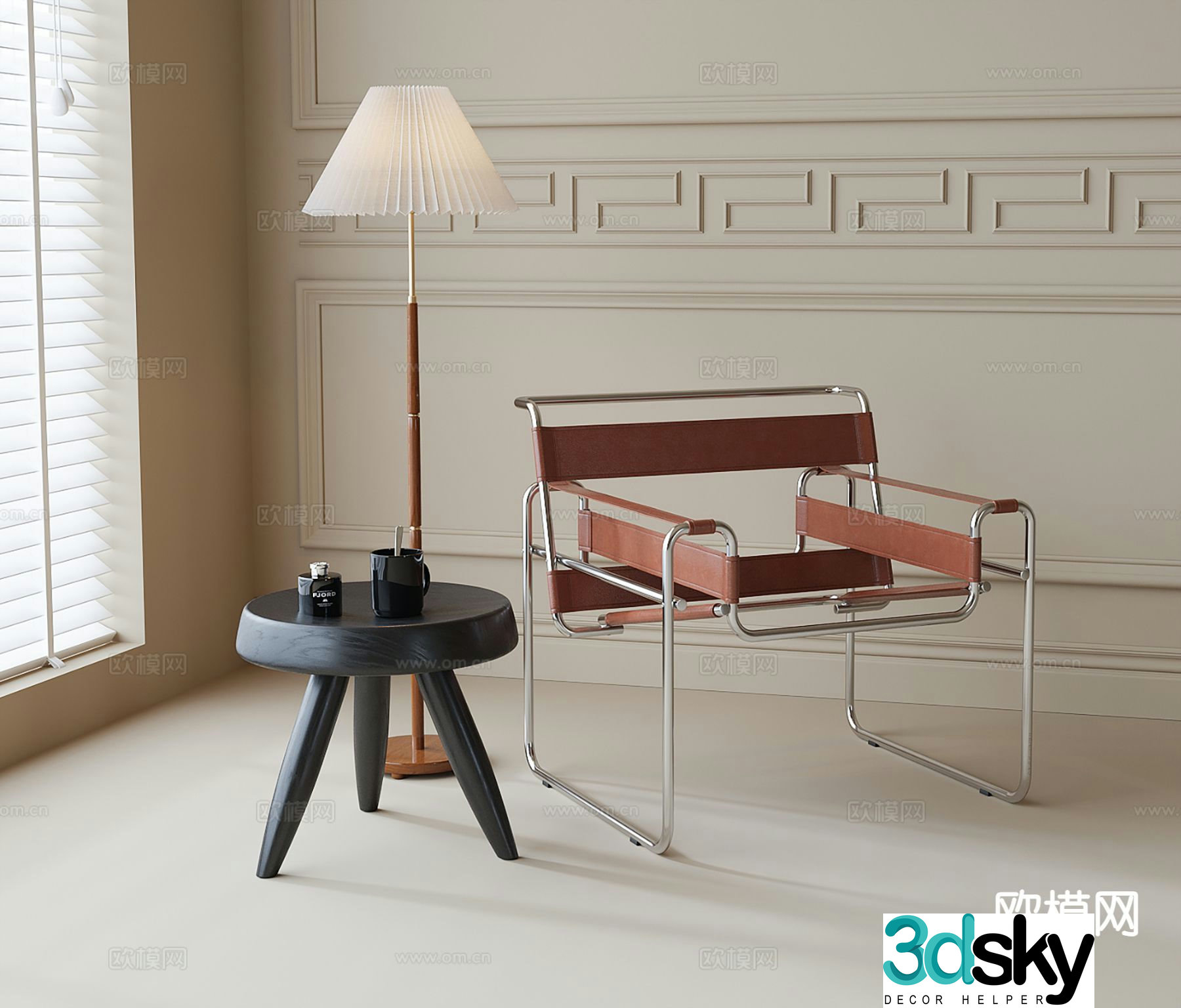 Medieval style chair leisure chair 3d model
