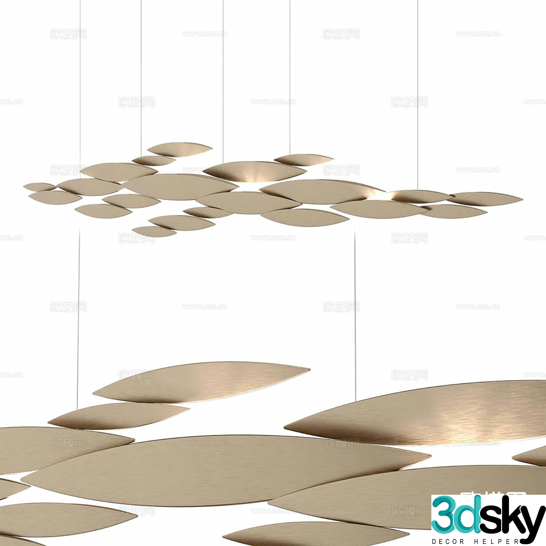 Modern metal sheet chandelier 3d model