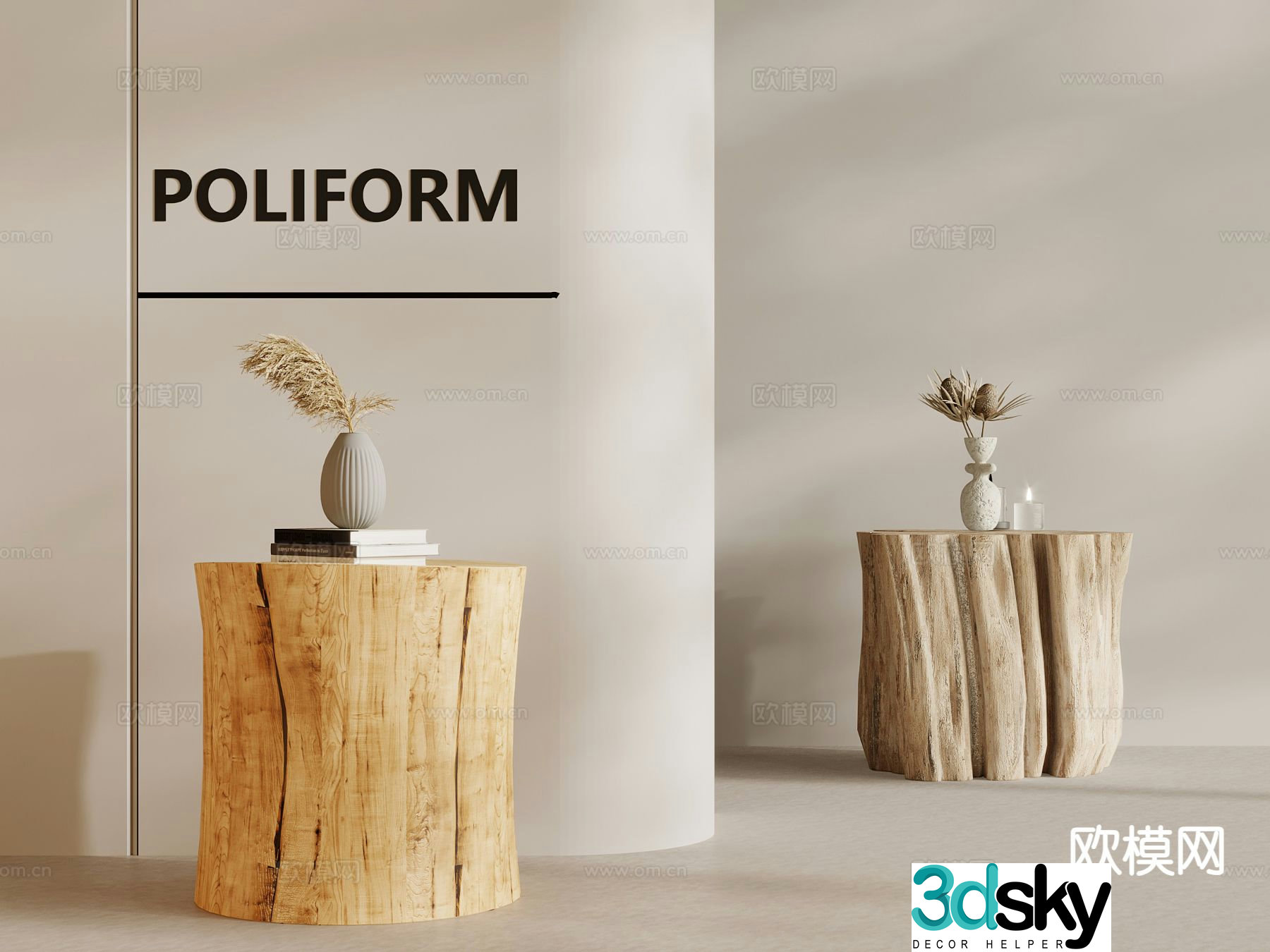 wabi-sabi bedside table 3d model
