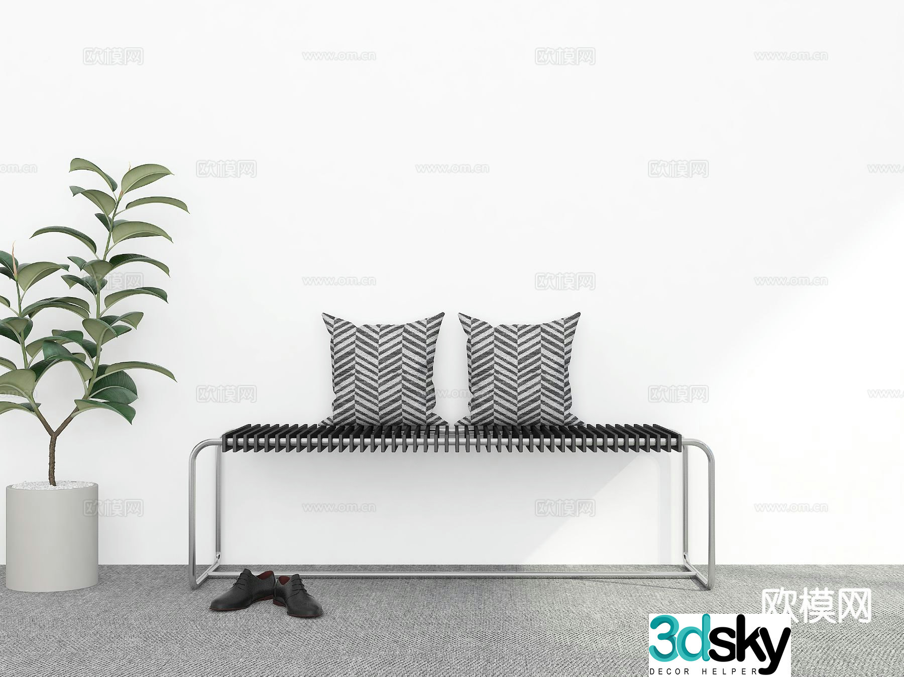 Modern stool shoe changing stool 3d model