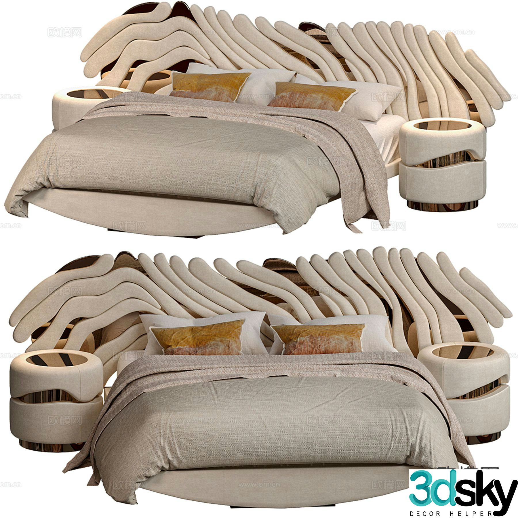 Douro modern double bed 3d model