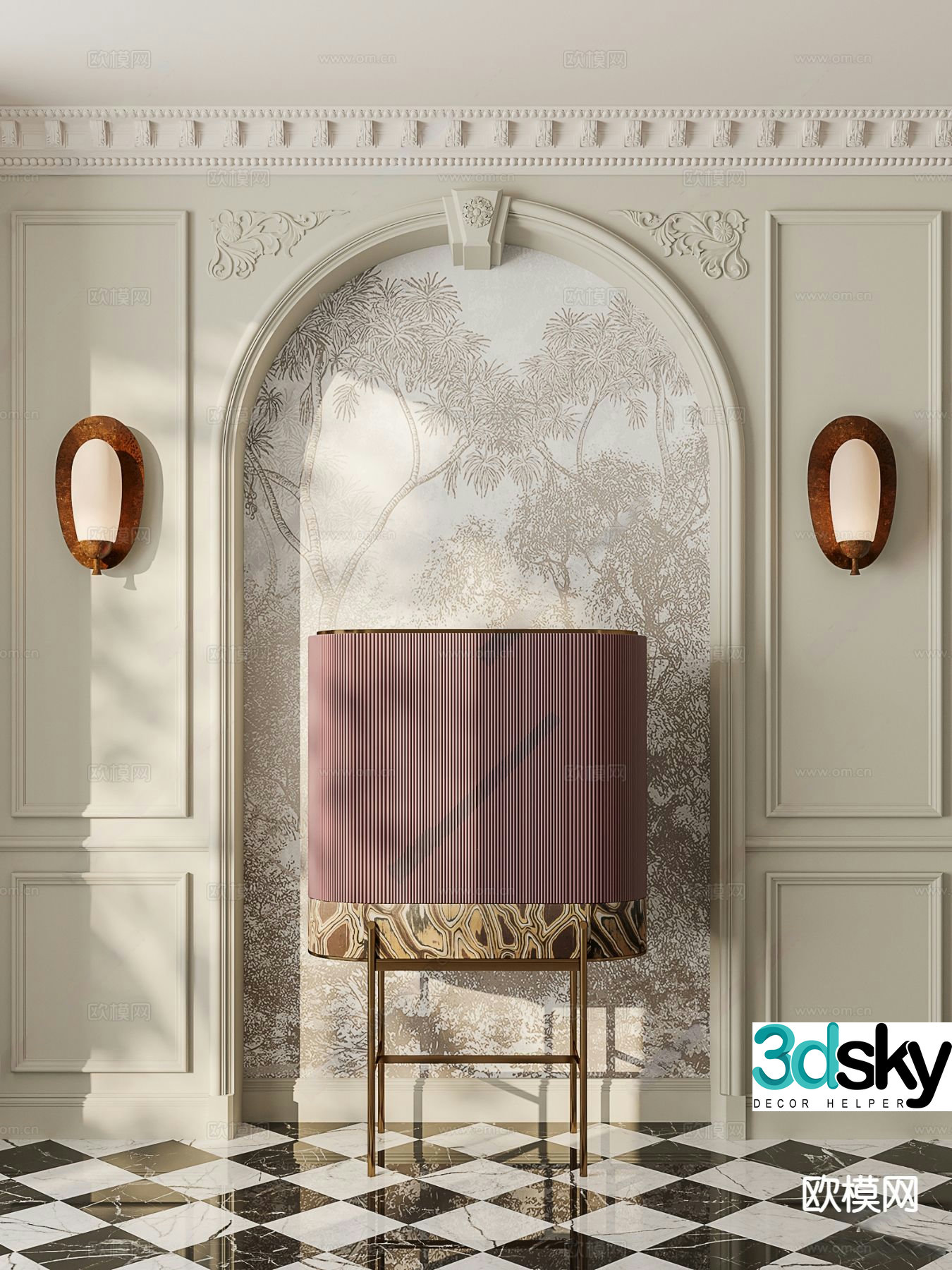 French entrance cabinet 3D model