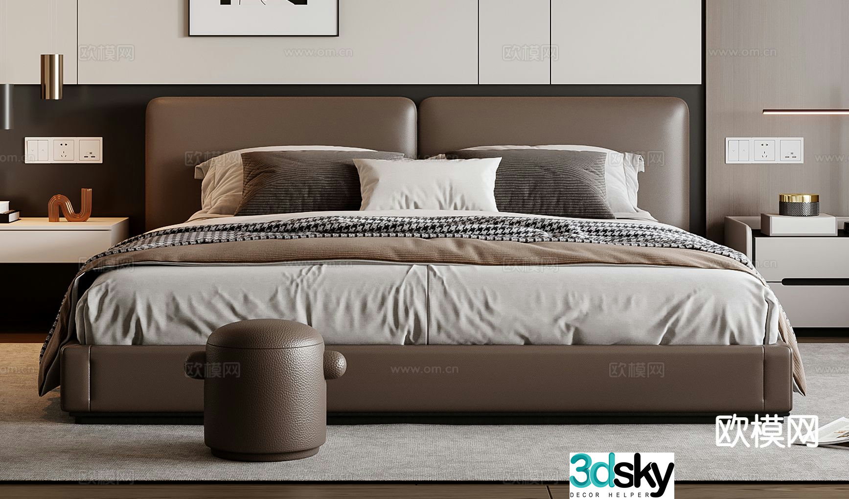 Italian double bed 3d model