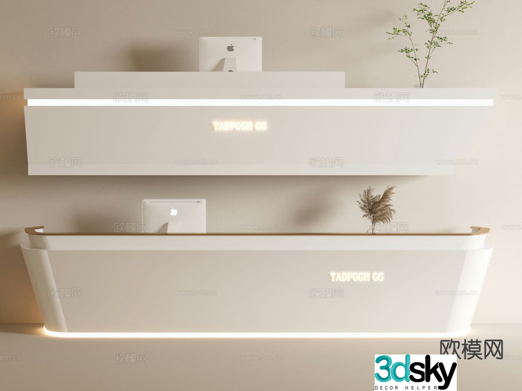 Modern front desk reception desk company front desk service desk 3d model