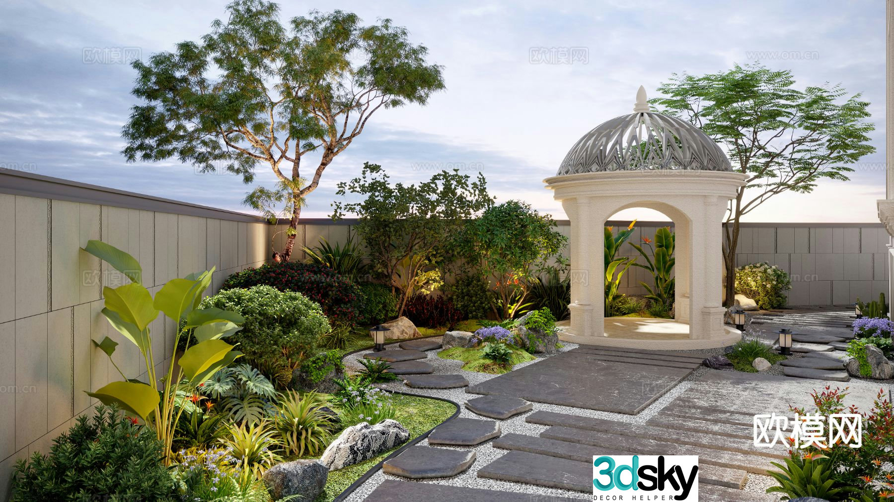 Modern courtyard garden courtyard landscape 3d model