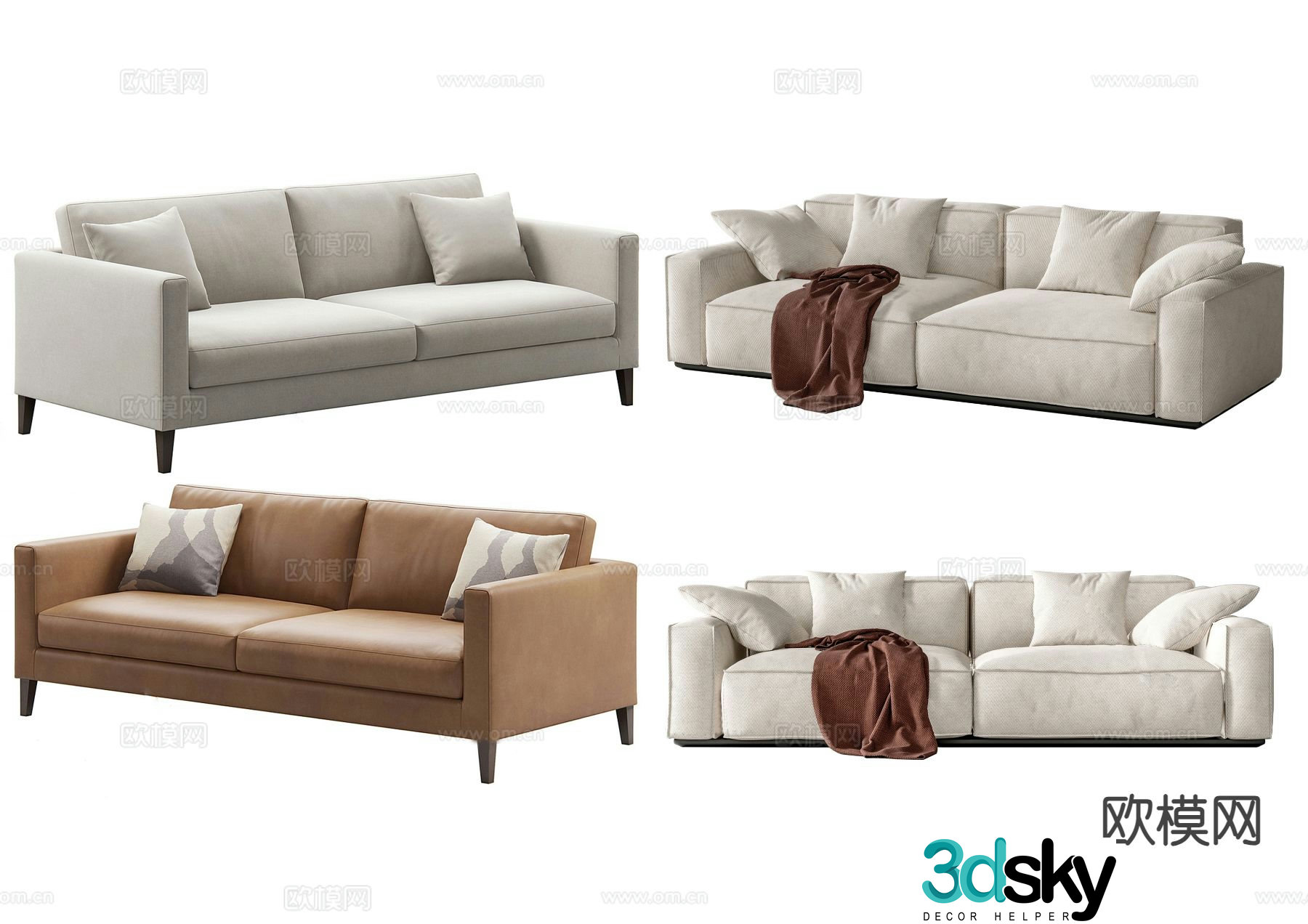 Double sofa upholstered sofa 3d model