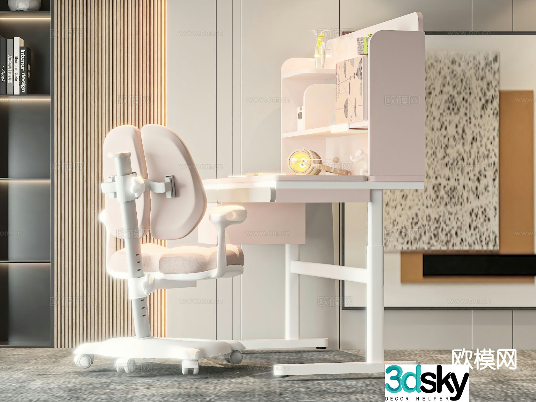 Modern children’s desk lifting desk writing desk 3d model