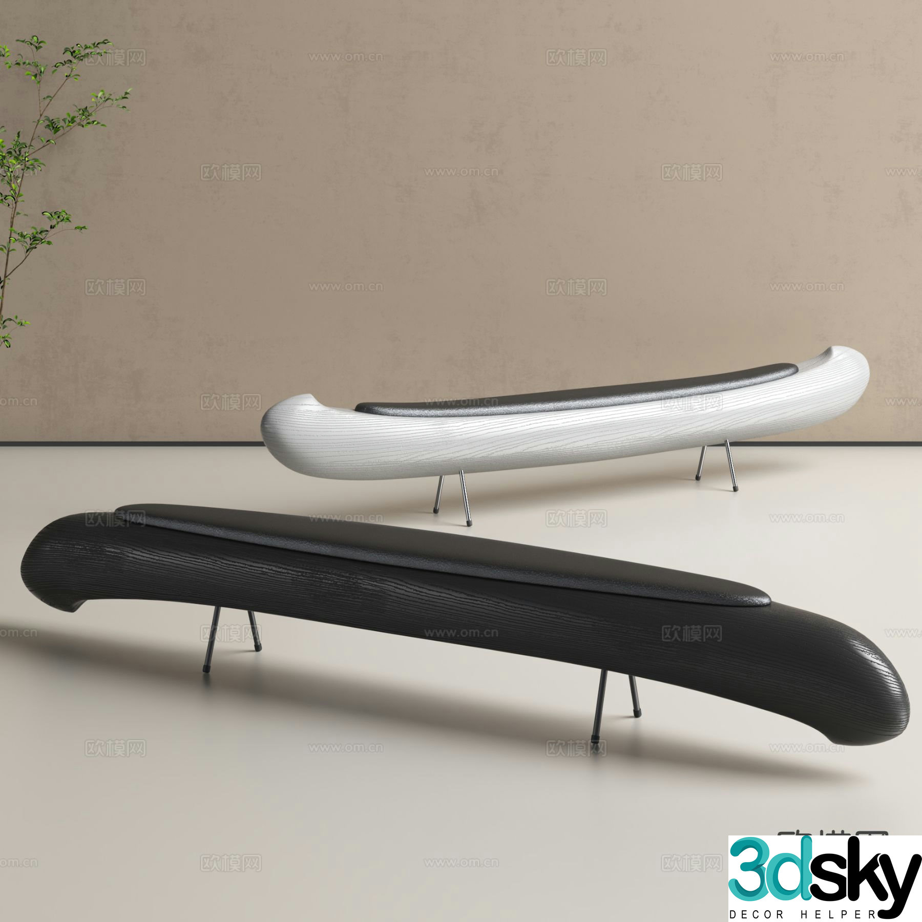 Light luxury special-shaped stool leisure bench sailing bench 3D model