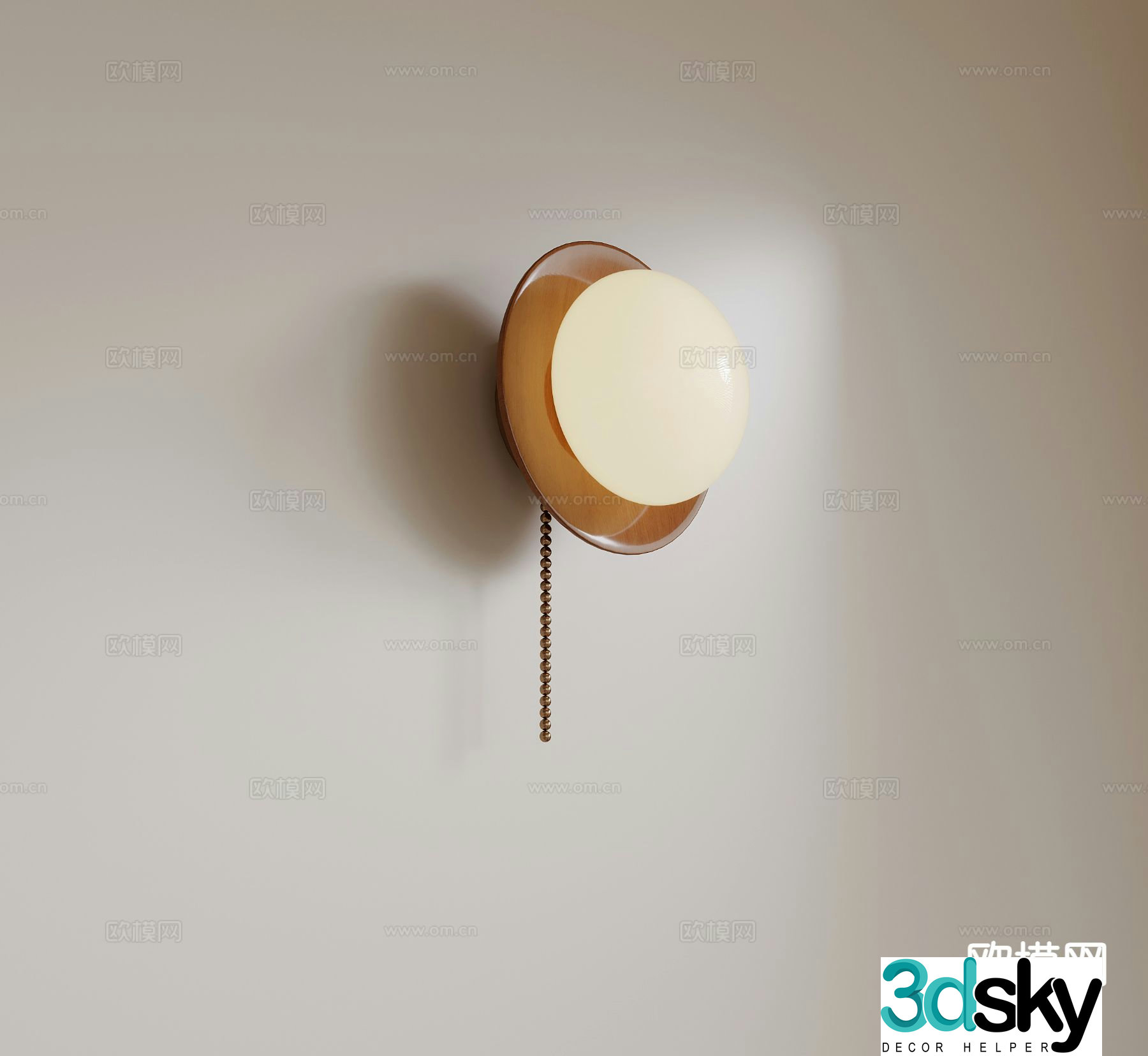 Middle-aged wall lamp round wall lamp 3d model