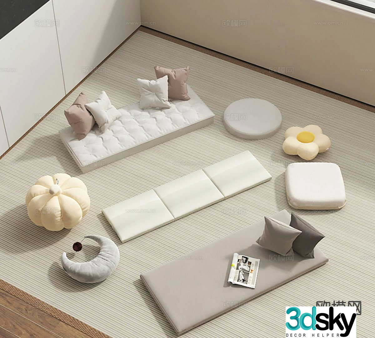 Modern sofa cushion seat cushion bay window cushion 3d model