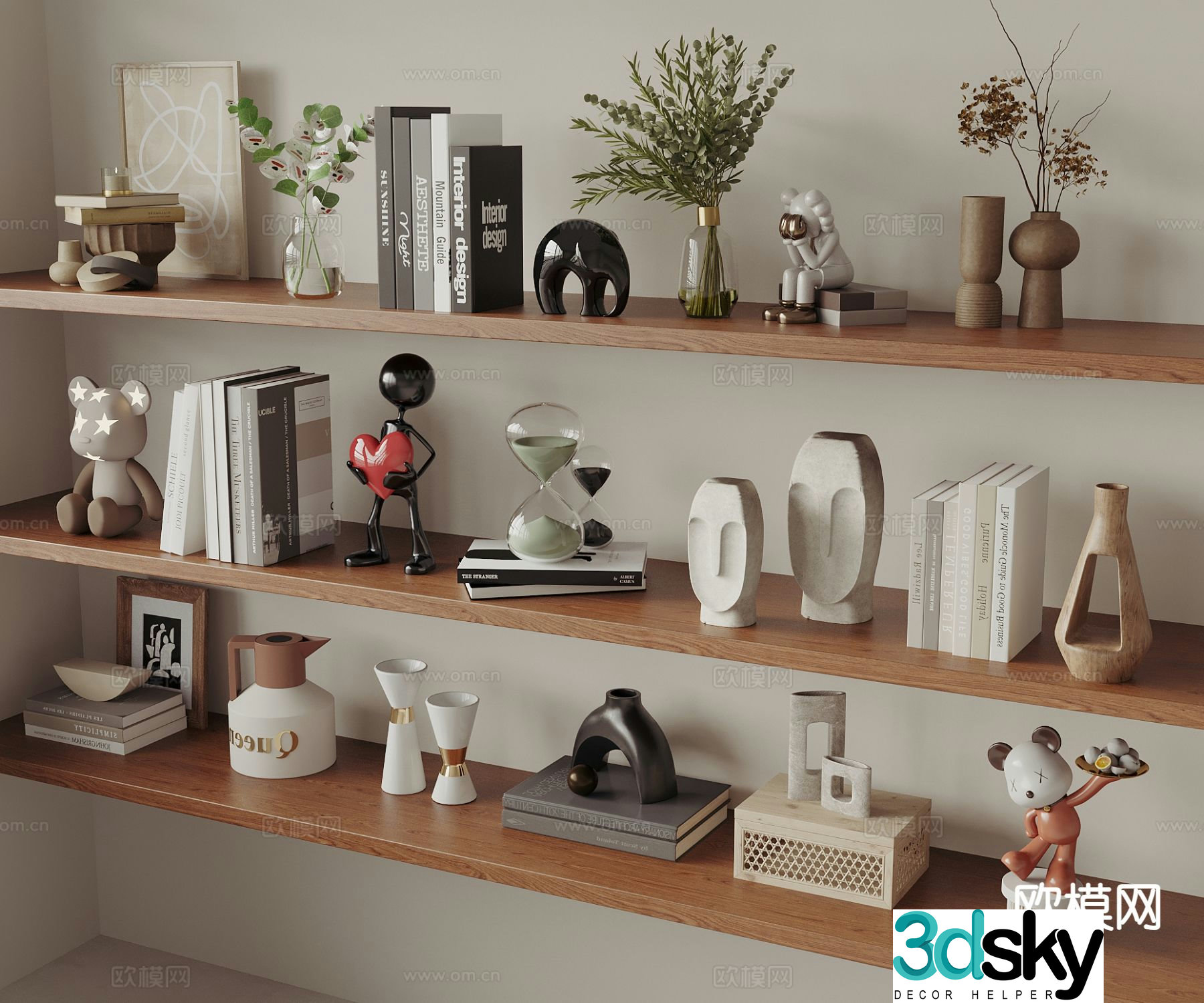 Modern decoration ornaments books vase flower art ornaments 3d model