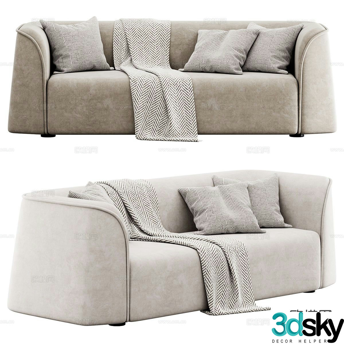 Double sofa arm sofa 3d model