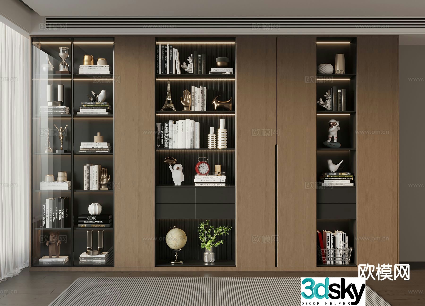 Italian bookcase display case 3d model