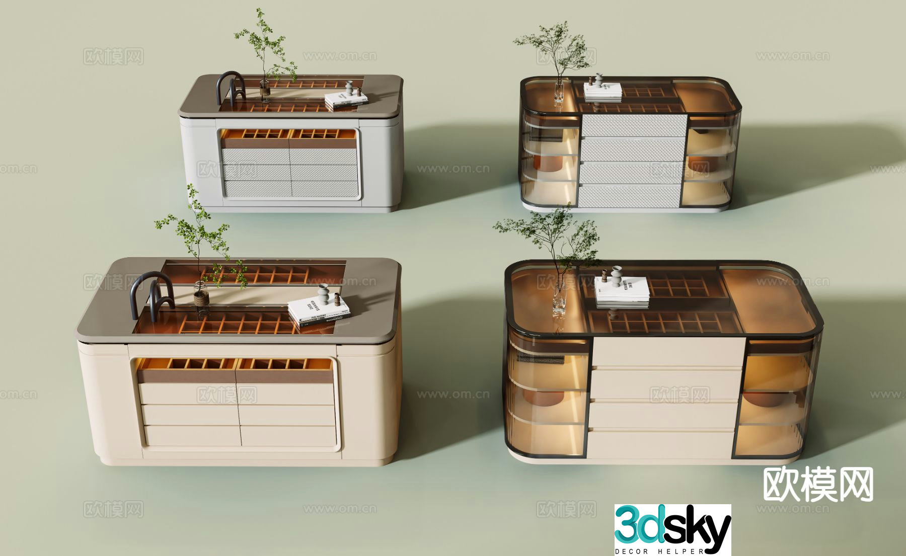 Modern wardrobe cabinet island jewelry table 3d model