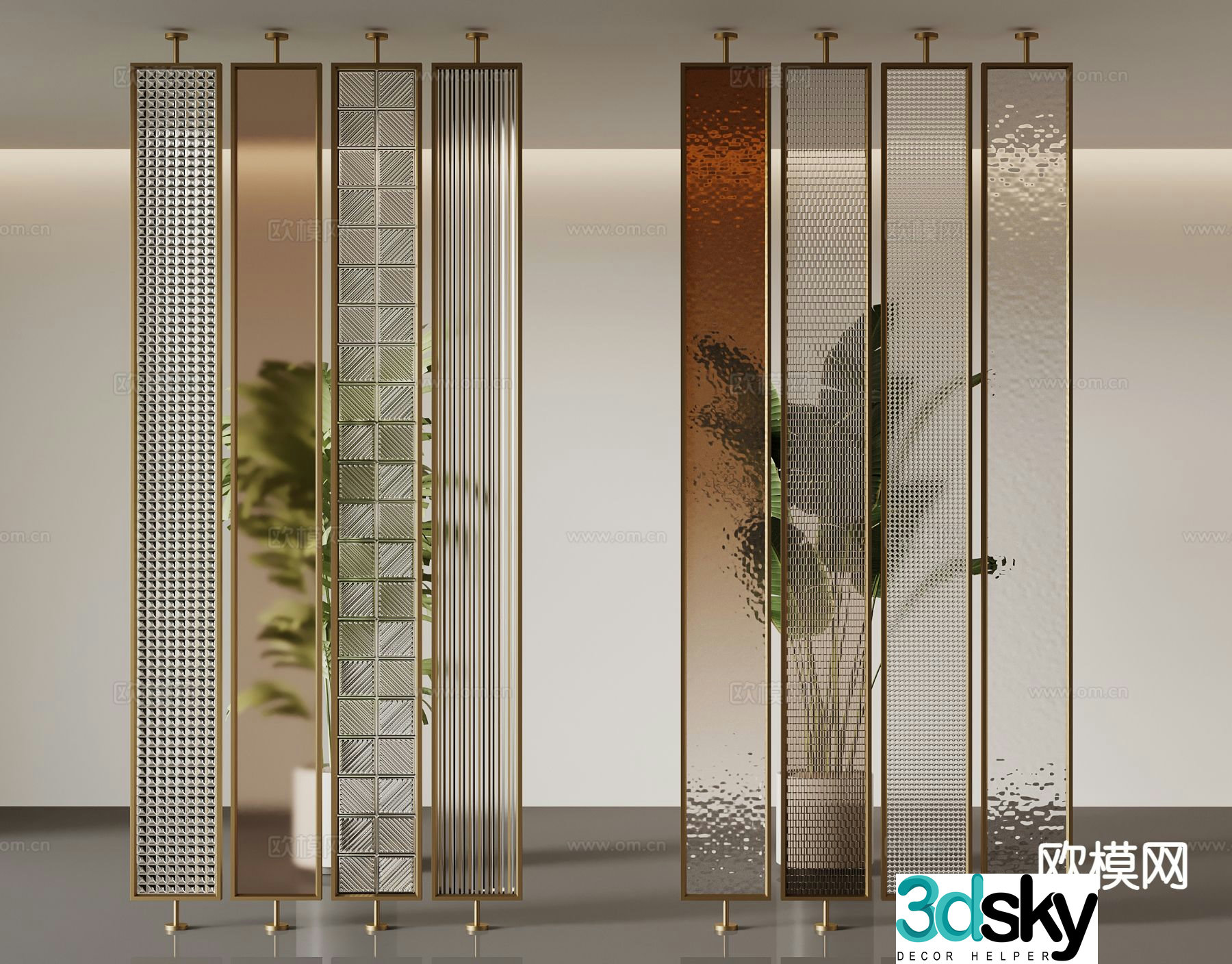 Modern glass partition 3d model