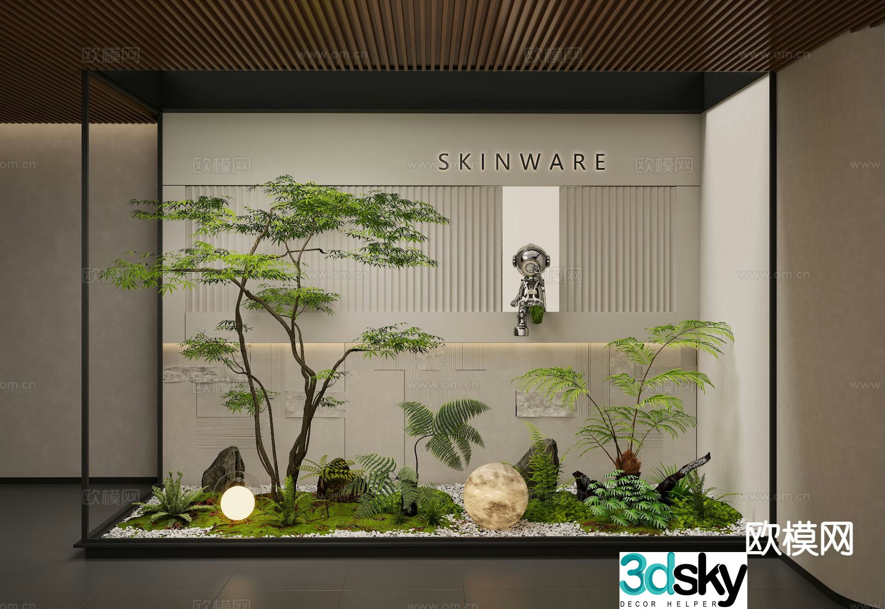 Indoor landscape plant pile landscape green plants 3d model