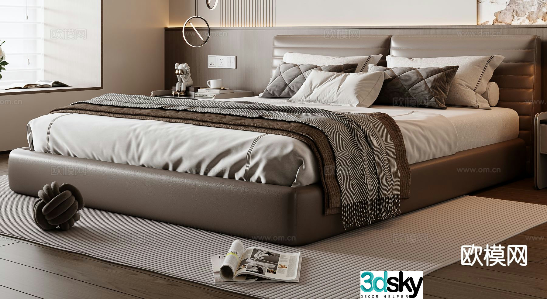 Italian double bed 3d model