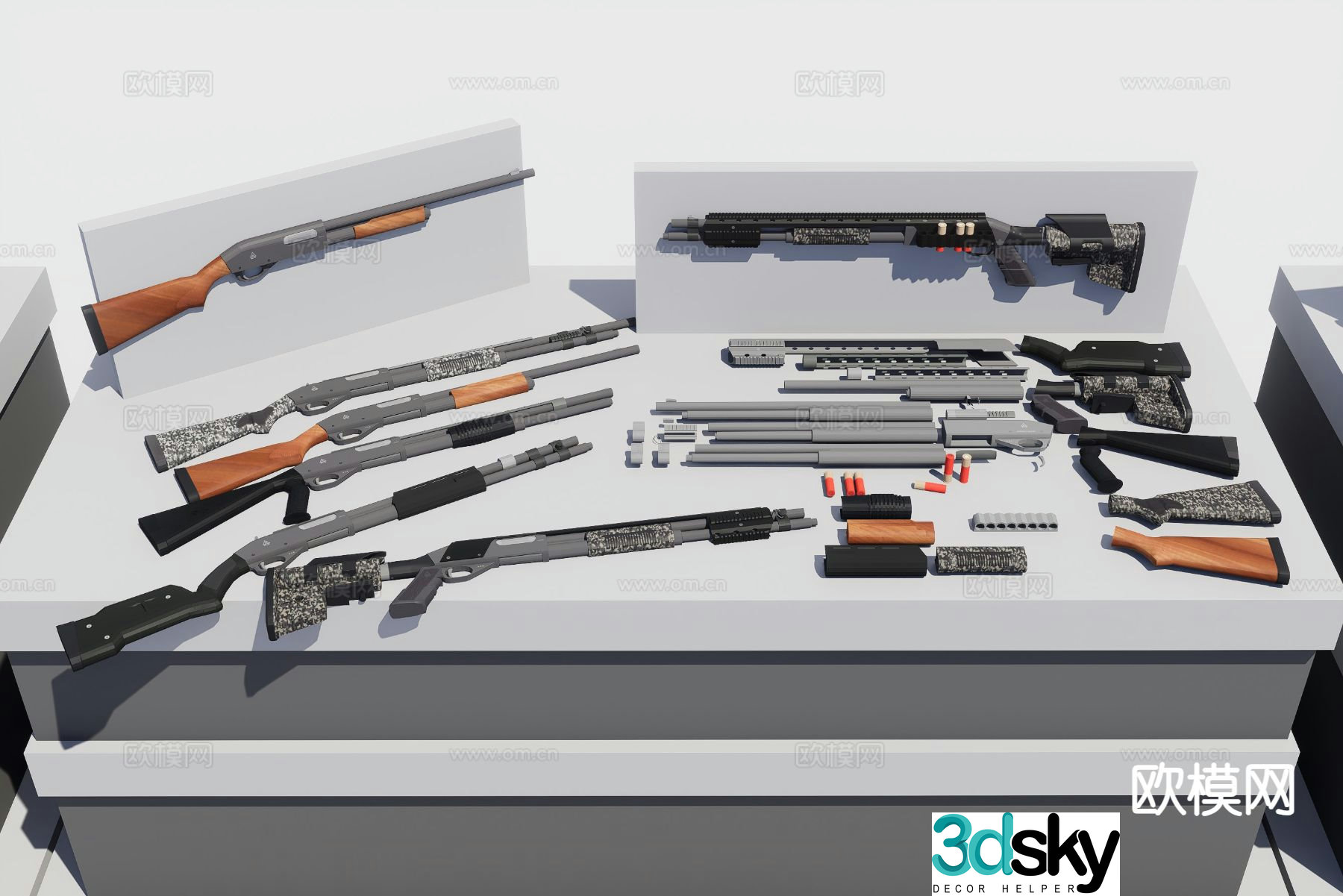 shotgun firearm firearm bullet 3d model