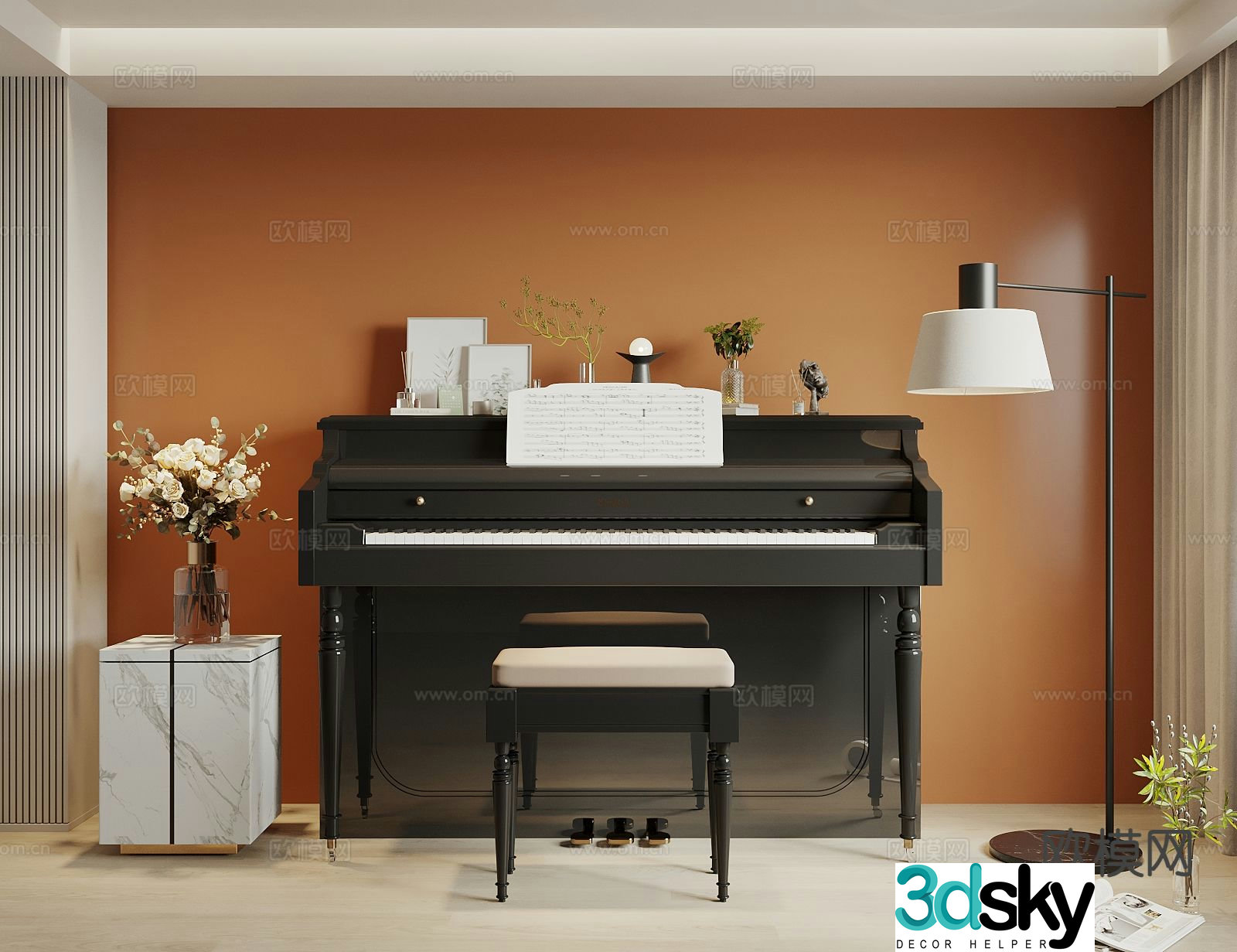 Jane European piano upright piano 3d model