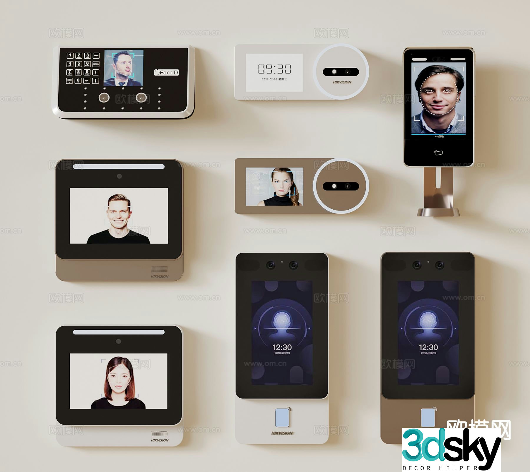 Modern punch card machine face recognition attendance machine 3d model