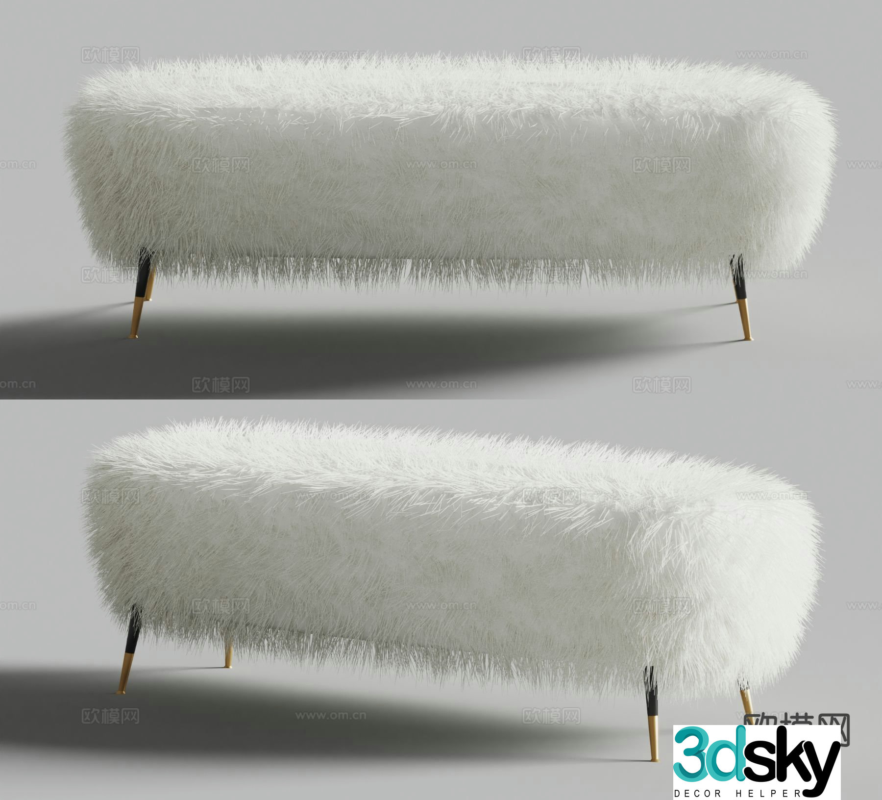 BARRY plush stool bench sofa stool 3d model
