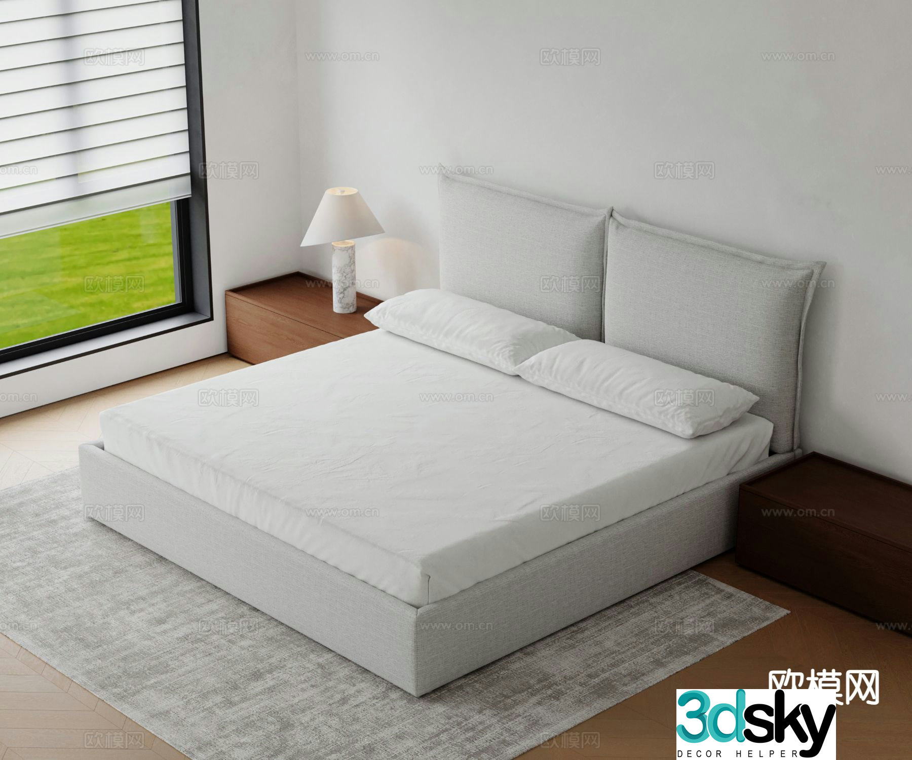 Modern double bed 3d model