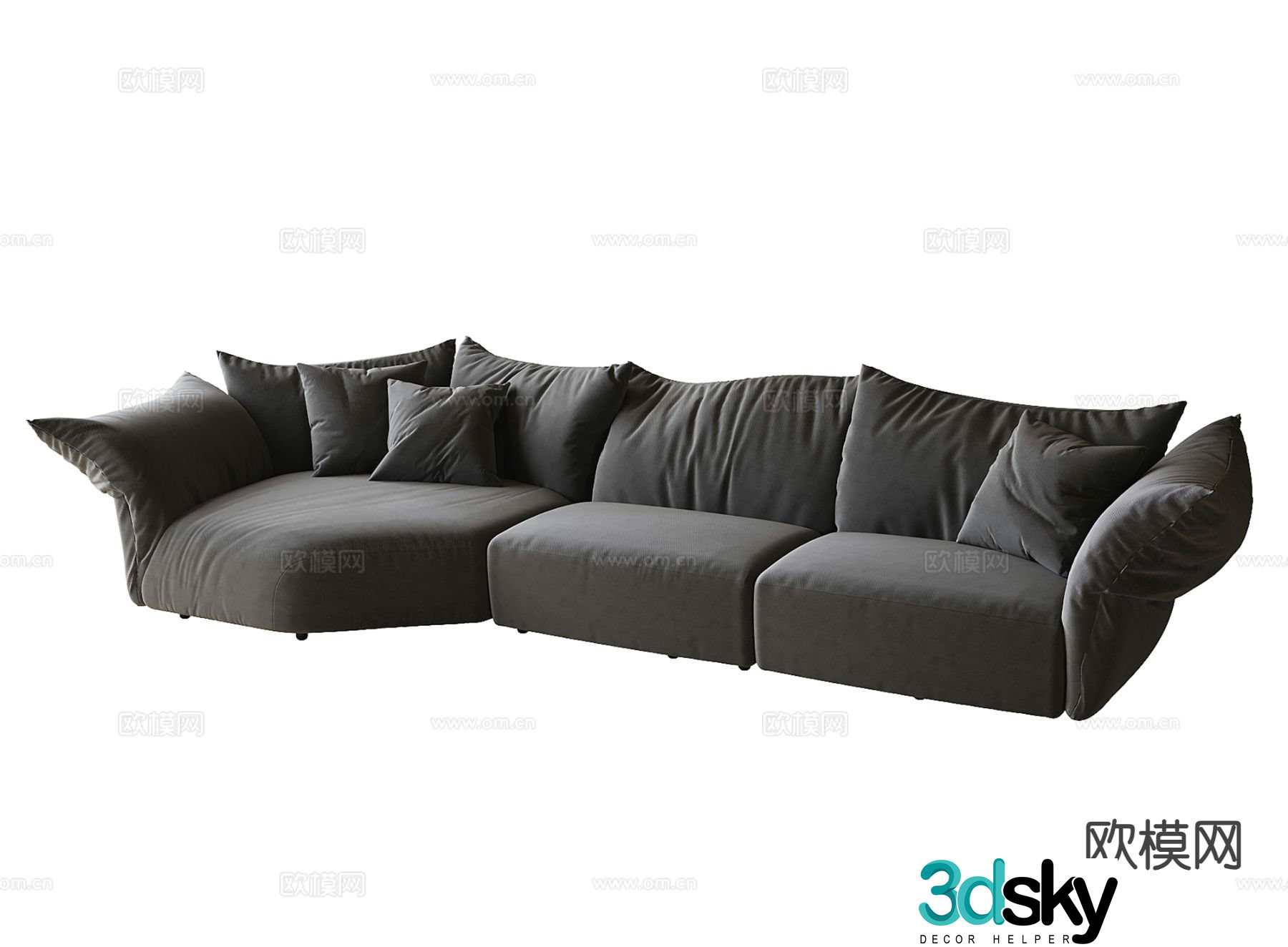 Modern petal sofa three-seat sofa fabric sofa 3D model