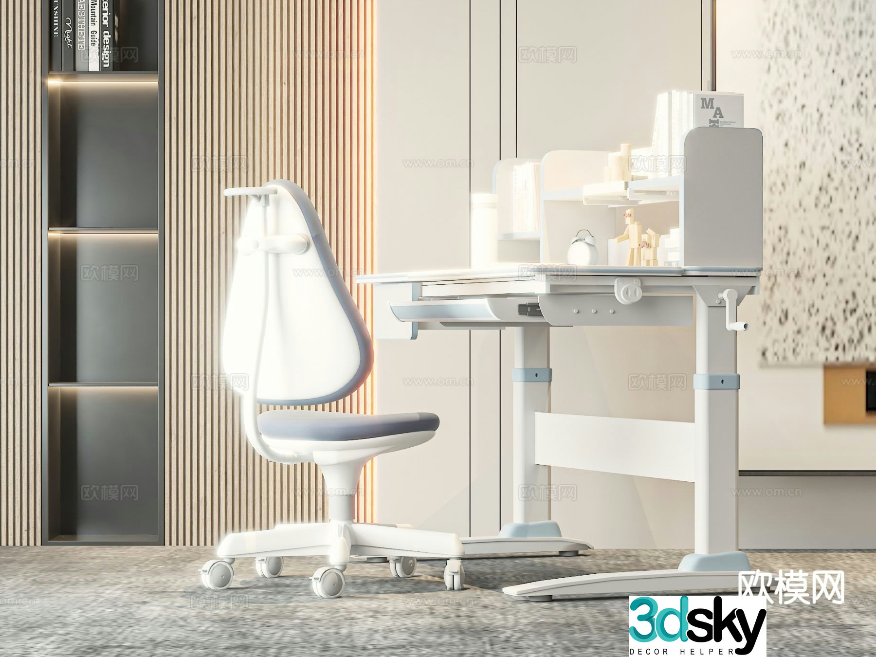 Modern children’s desk lifting desk writing desk 3d model