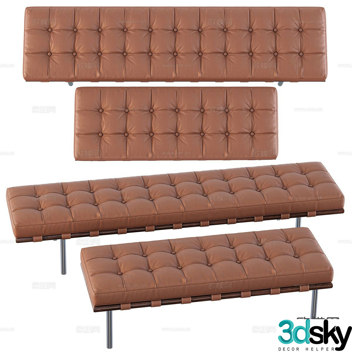 Barcelona sofa stool bed end stool 3d model