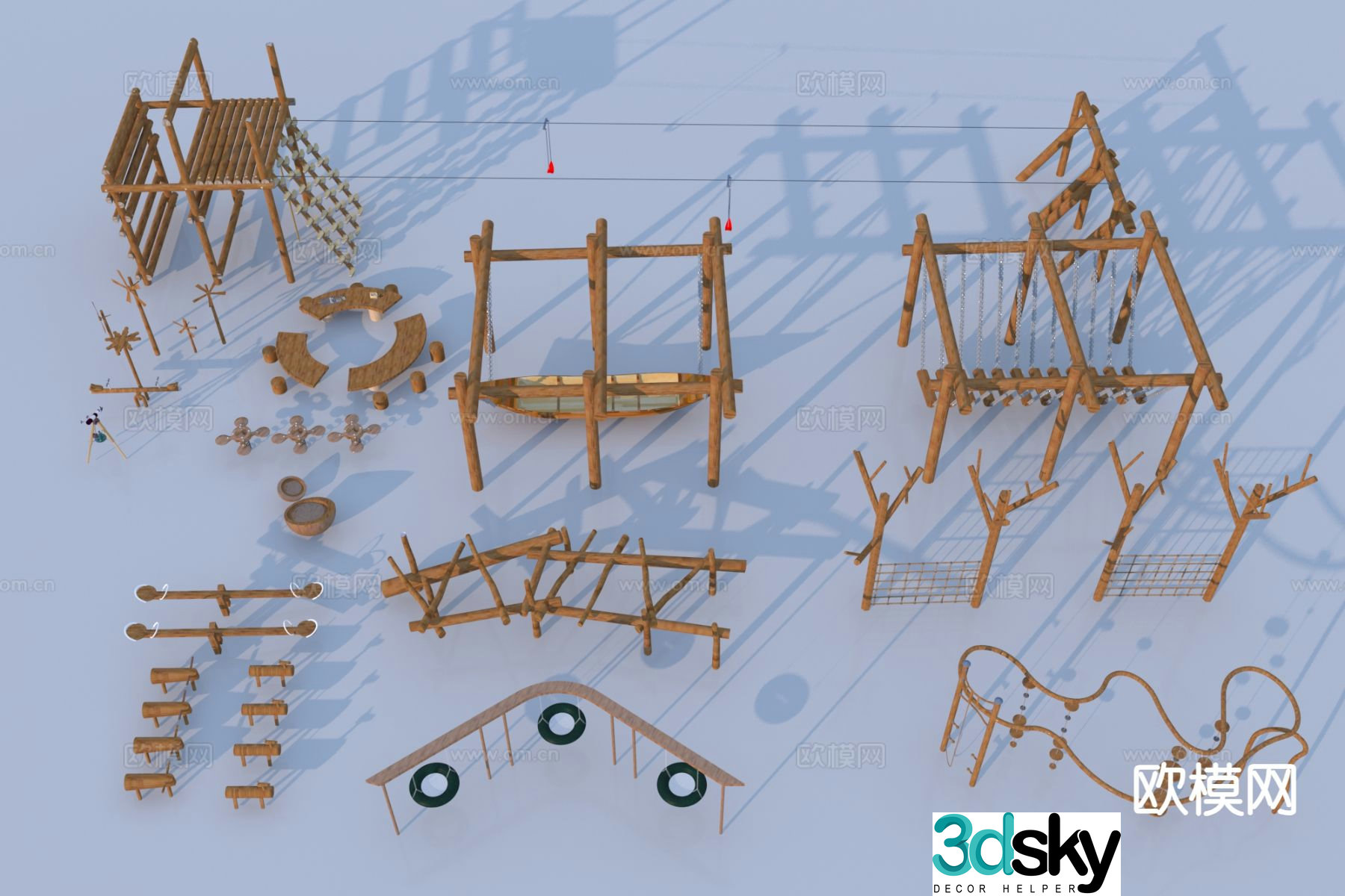 Modern children's equipment, game equipment, log equipment, climbing frame 3D model