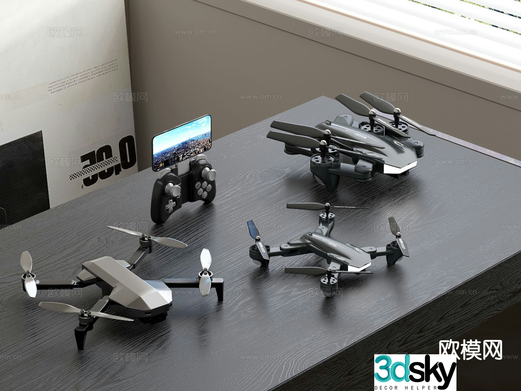 Modern drone remote control aircraft smart aircraft 3d model