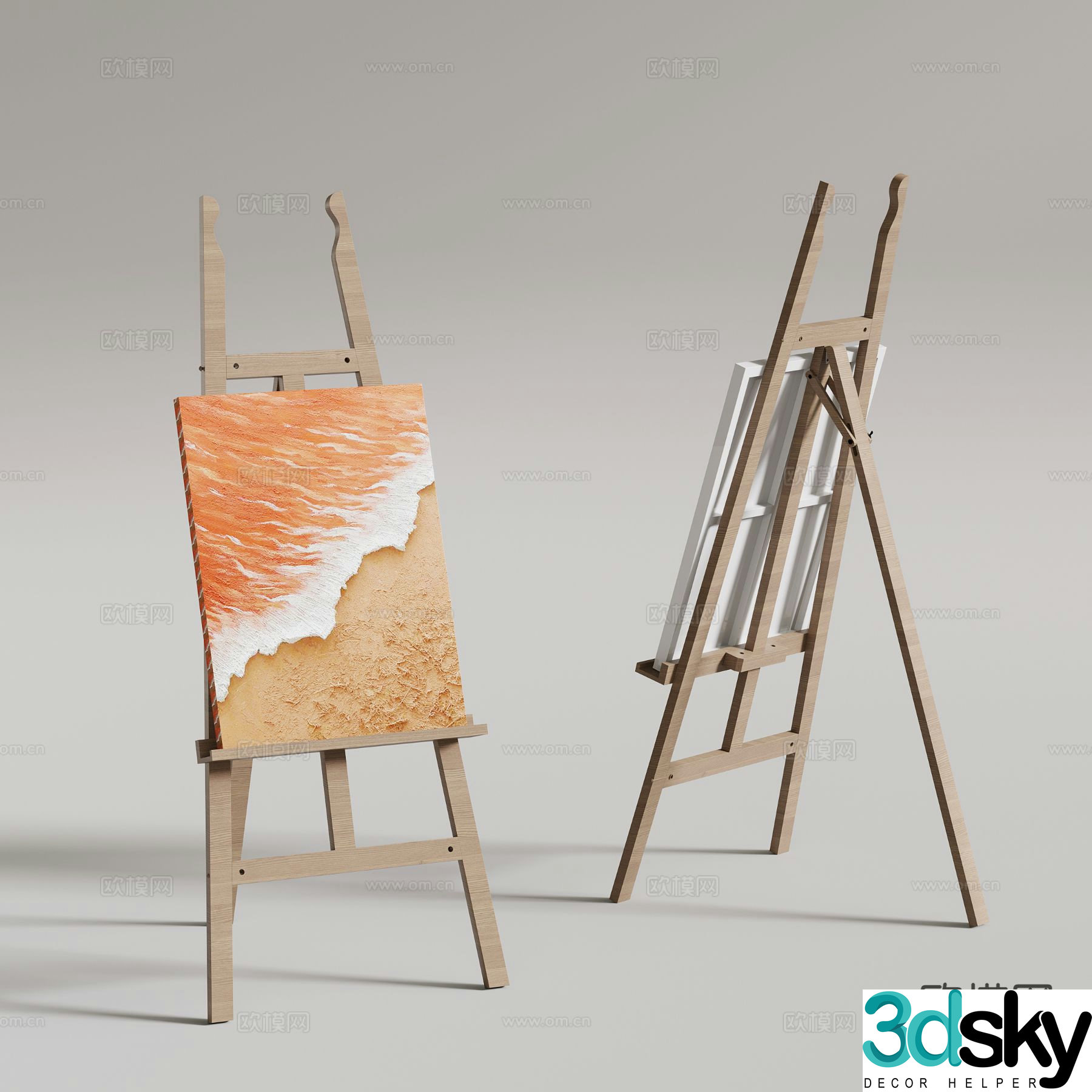 Wasabi Feng Shui Color Oil Painting Easel Painting Tool Painting Board 3D Model