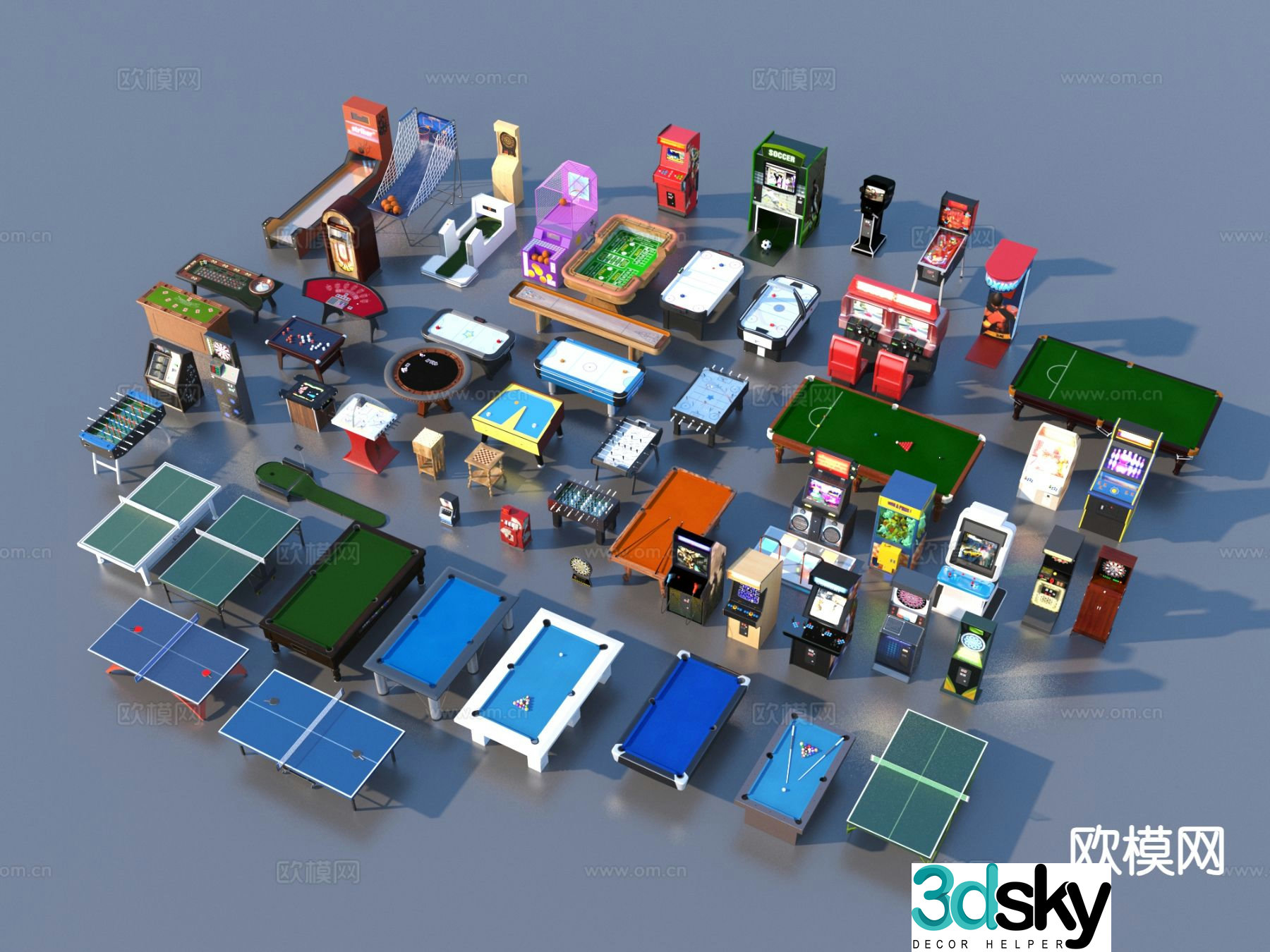 Table tennis table pool table sports equipment 3d model