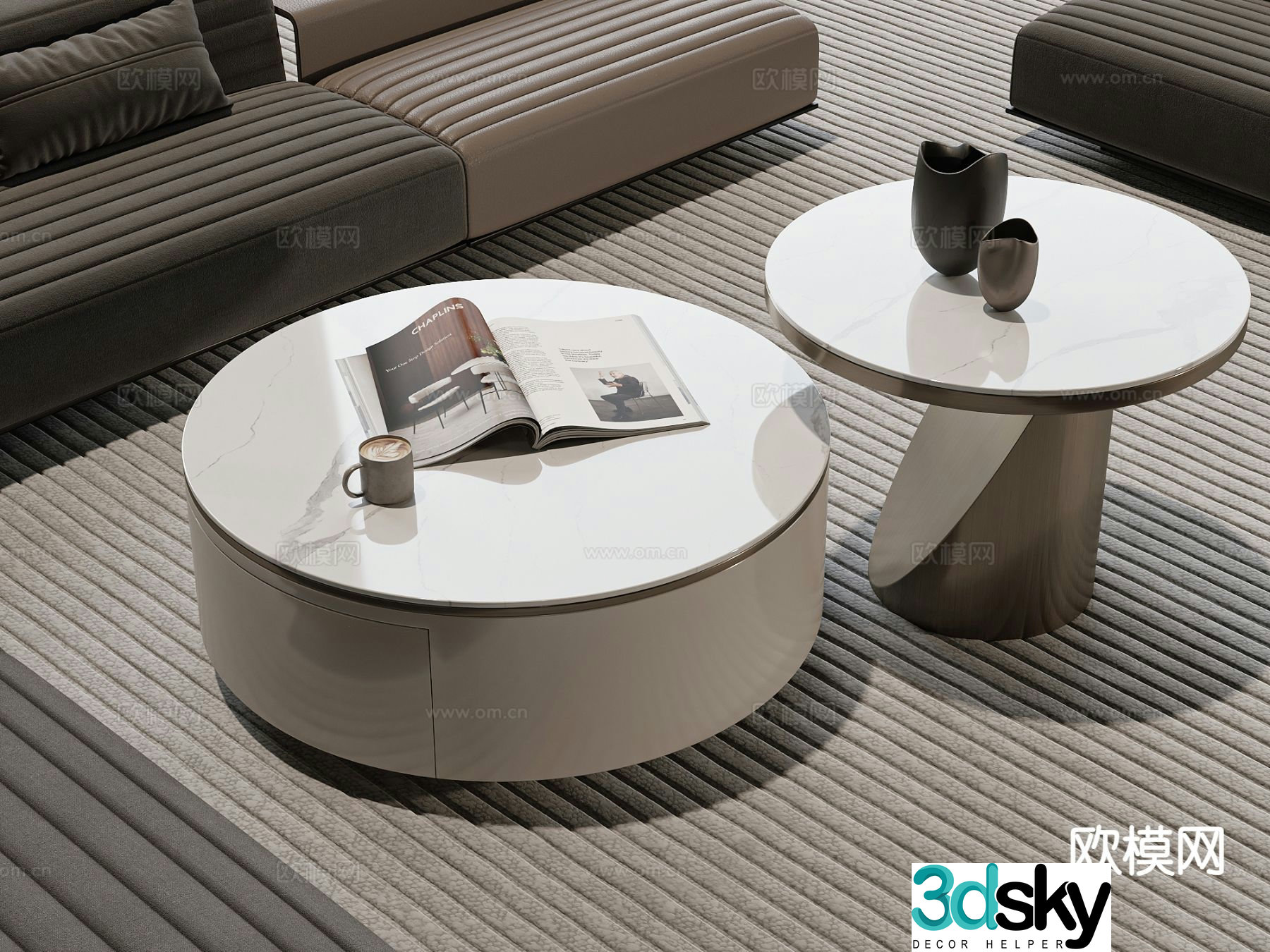 Modern double coffee table 3d model