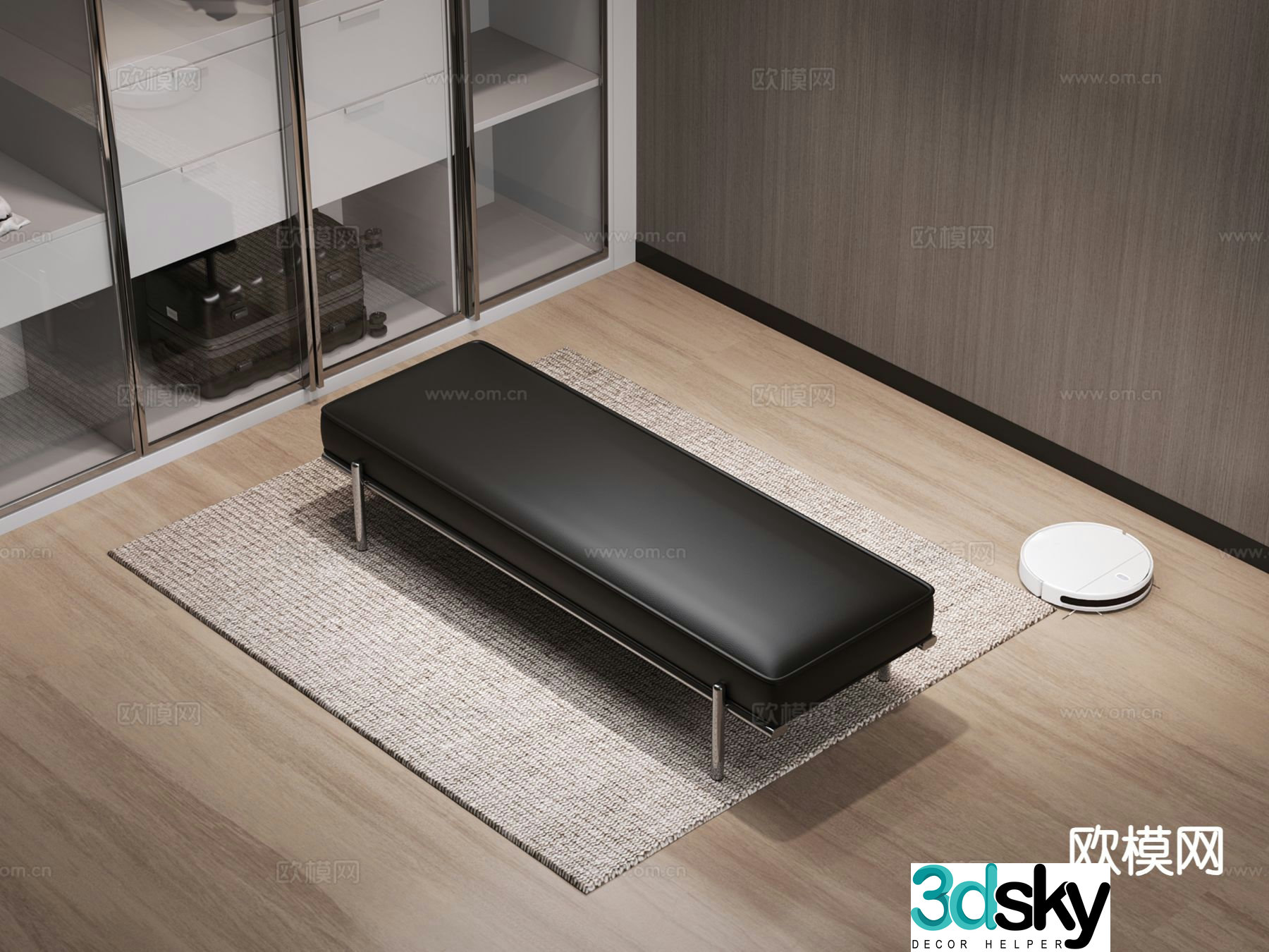 Modern stool shoe changing stool leather sofa 3d model