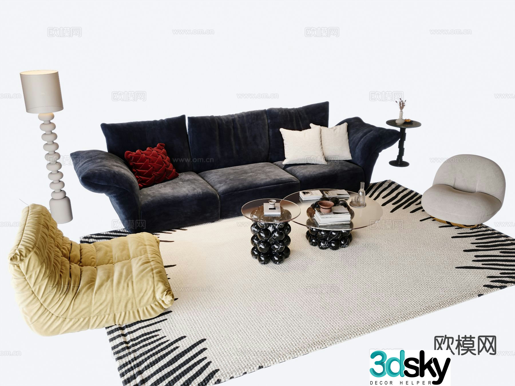 French sofa modular sofa 3d model